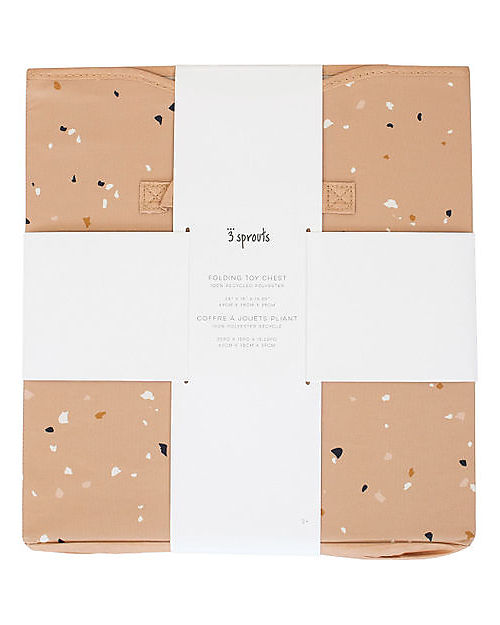 3 Sprouts Folding Toy Chest - Terrazzo Clay - 100% Recycled Polyester - 62x38x38cm Toy Storage Boxes