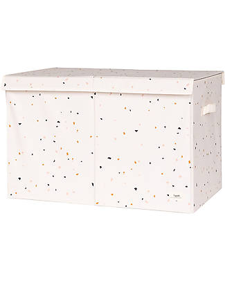 3 Sprouts Folding Toy Chest - Terrazzo Cream - 100% Recycled Polyester - 62x38x38cm Toy Storage Boxes