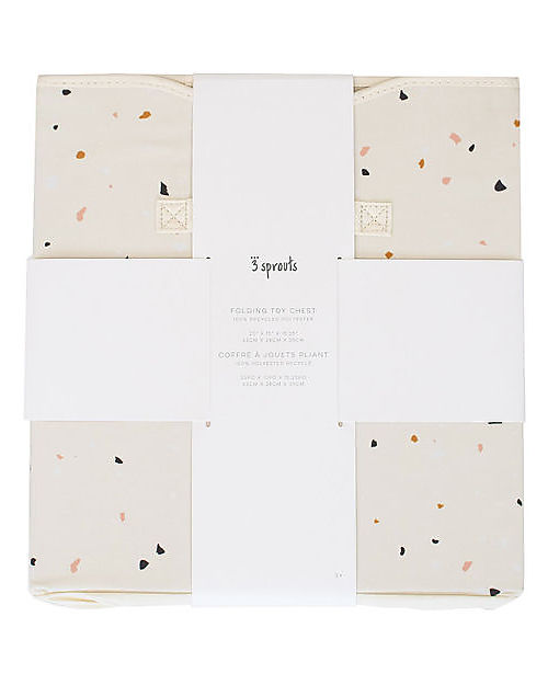 3 Sprouts Folding Toy Chest - Terrazzo Cream - 100% Recycled Polyester - 62x38x38cm Toy Storage Boxes