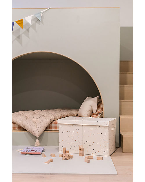 3 Sprouts Folding Toy Chest - Terrazzo Cream - 100% Recycled Polyester - 62x38x38cm Toy Storage Boxes