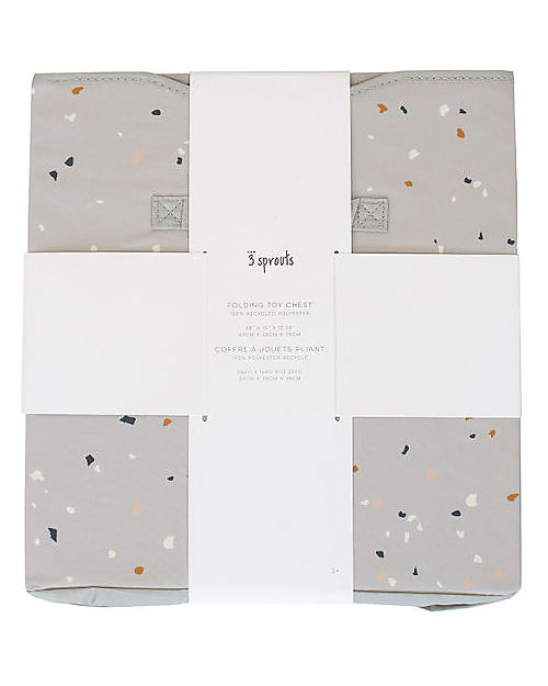 3 Sprouts Folding Toy Chest - Terrazzo Light Gray - 100% Recycled Polyester - 62x38x38cm Toy Storage Boxes