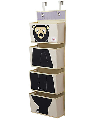 3 Sprouts Hanging Wall Organizer, 4 Pockets - Bear Black Toy Storage Boxes