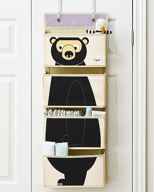 3 Sprouts Hanging Wall Organizer, 4 Pockets - Bear Black Wall Storage Organize