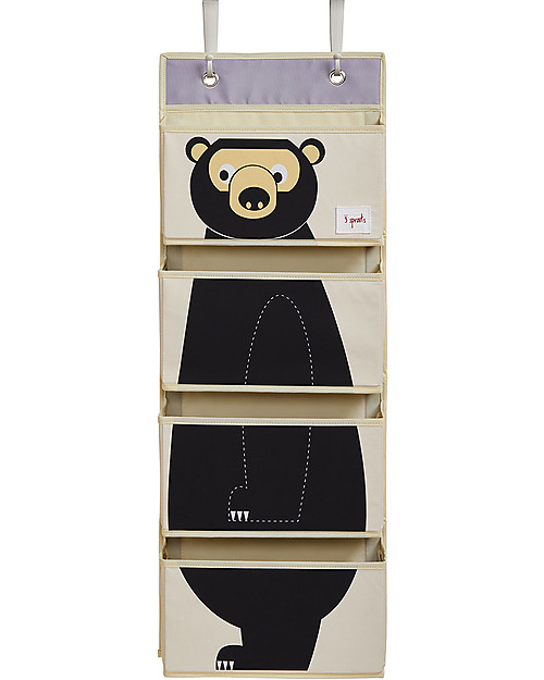 3 Sprouts Hanging Wall Organizer, 4 Pockets - Bear Black Wall Storage Organize