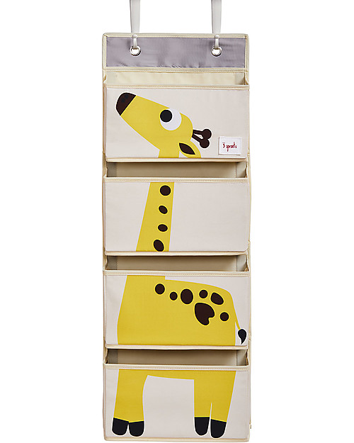 3 Sprouts Hanging Wall Organizer, 4 Pockets - Yellow Giraffe Wall Storage Organize
