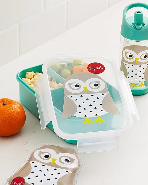 3 Sprouts Lunch Bento Box, 3 Compartments - Owl Mint Snack Boxes
