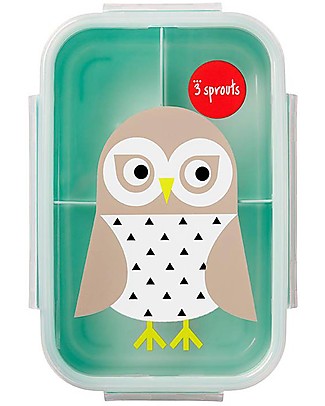 3 Sprouts Lunch Bento Box, 3 Compartments - Owl Mint Thermal Containers