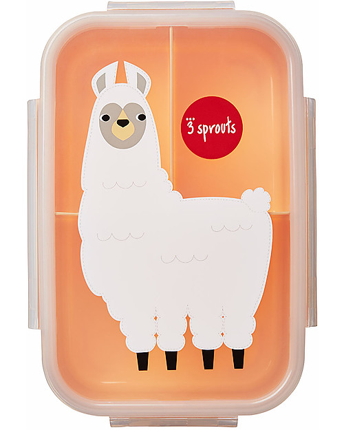 3 Sprouts Lunch Bento Box 3 Compartments - Peach Llama Snack Boxes