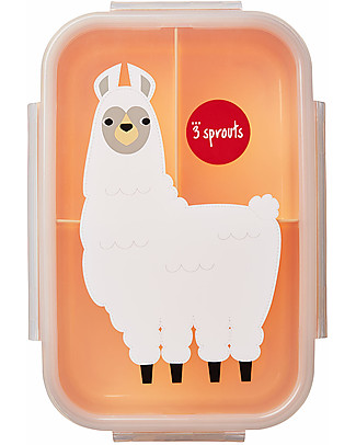 3 Sprouts Lunch Bento Box 3 Compartments - Peach Llama Snack Boxes