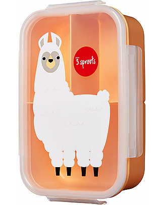 3 Sprouts Lunch Bento Box 3 Compartments - Peach Llama Snack Boxes