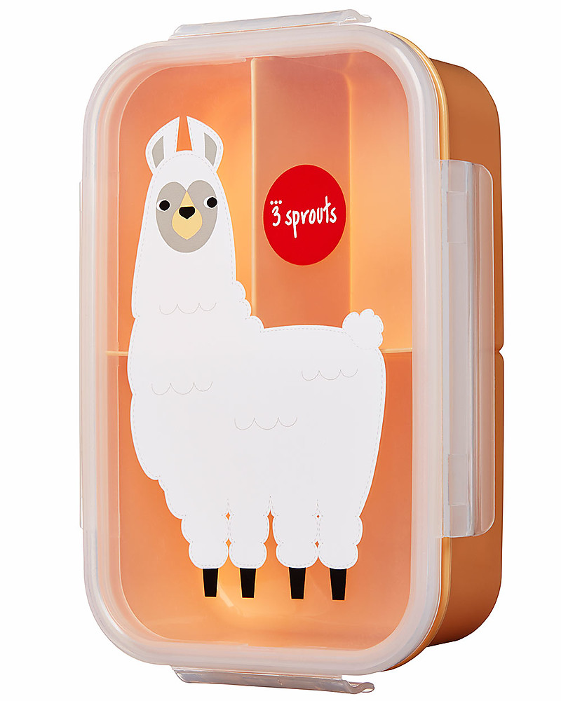 3 Sprouts Lunch Bento Box 3 Compartments - Peach Llama unisex (bambini)