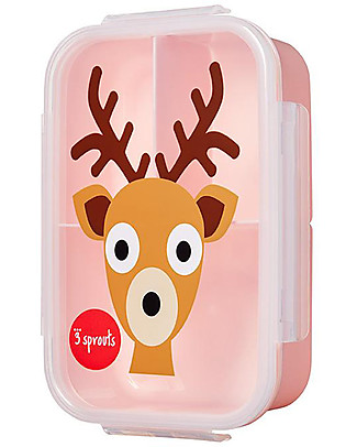 3 Sprouts Lunch Bento Box, 3 Compartments - Pink Deer Snack Boxes