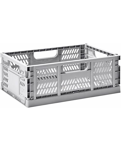 3 Sprouts Modern Folding and Stackable Crate - Recycled Plastic - Large - Gray - 43,18 x 29,21 x 17,78 cm Storage organisers