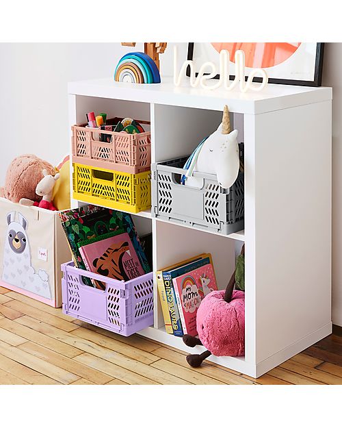 3 Sprouts Modern Folding and Stackable Crate - Recycled Plastic - Large - Gray - 43,18 x 29,21 x 17,78 cm Storage organisers