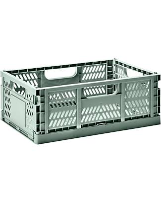 3 Sprouts Modern Folding and Stackable Crate - Recycled Plastic - Large - Green - 43,18 x 29,21 x 17,78 cm Storage organisers