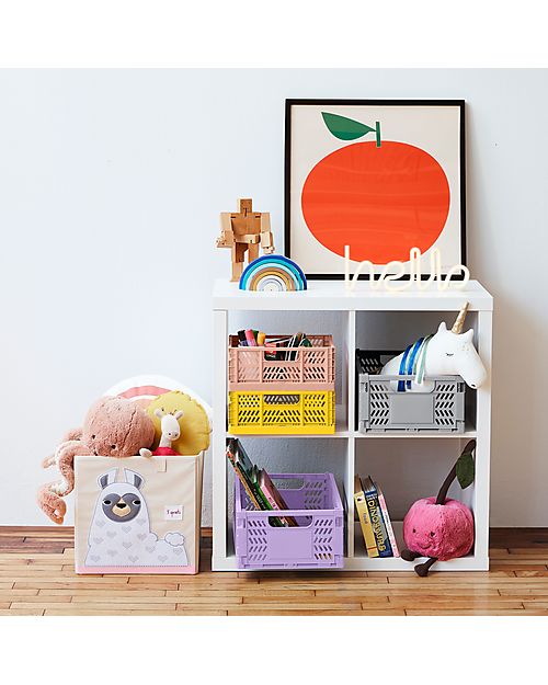 3 Sprouts Modern Folding and Stackable Crate - Recycled Plastic - Medium - Clay - 27,94 x 21,59 x 12,7 cm Storage organisers
