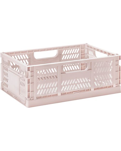 3 Sprouts Modern Folding and Stackable Crate - Recycled Plastic - Medium - Pink - 27,94 x 21,59 x 12,7 cm Storage organisers