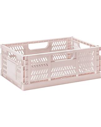 3 Sprouts Modern Folding and Stackable Crate - Recycled Plastic - Medium - Pink - 27,94 x 21,59 x 12,7 cm Storage organisers