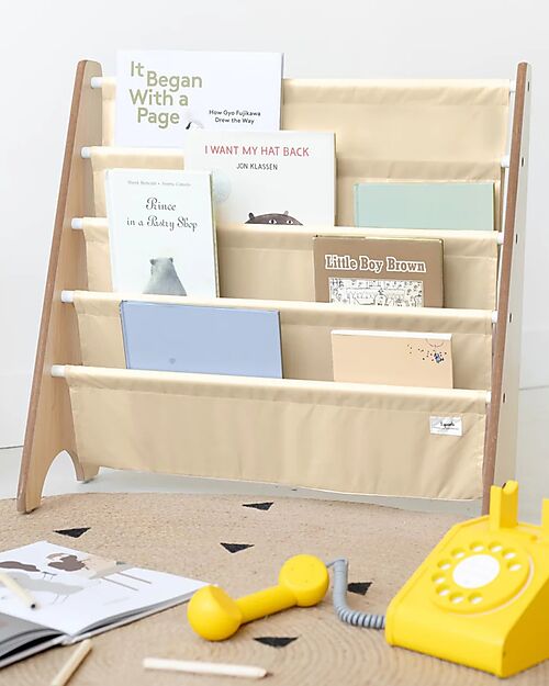 3 Sprouts Montessori Book Rack - Beige - Recycled Polyester - 61 x 63 x 25,4 cm Montessori Bookcases