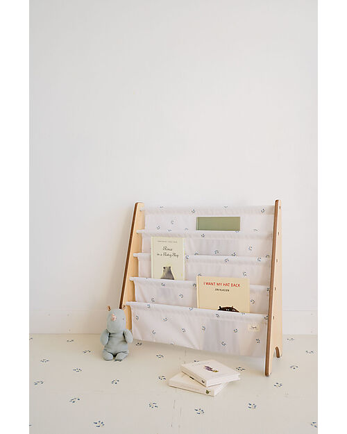 3 Sprouts Montessori Book Rack - Blueberry Ivory - Recycled Polyester - 61x63x25,4 cm Montessori Bookcases