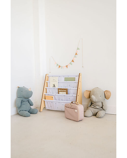 3 Sprouts Montessori Book Rack - Blueberry Mist - Recycled Polyester - 61x63x25,4 cm Montessori Bookcases