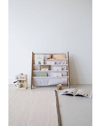3 Sprouts Montessori Book Rack - Blueberry Taupe - Recycled Polyester - 61x63x25,4 cm Montessori Bookcases