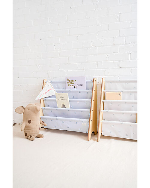 3 Sprouts Montessori Book Rack - Blueberry Taupe - Recycled Polyester - 61x63x25,4 cm Montessori Bookcases