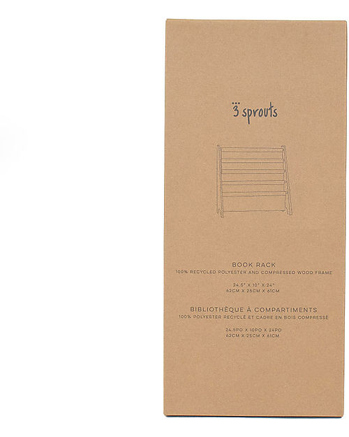 3 Sprouts Montessori Book Rack - Light gray - Recycled Polyester - 61x63x25,4 cm Montessori Bookcases