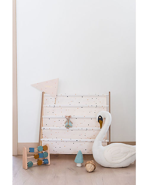 3 Sprouts Montessori Book Rack - Terrazzo Cream - Recycled Polyester - 61x63x25,4 cm Montessori Bookcases