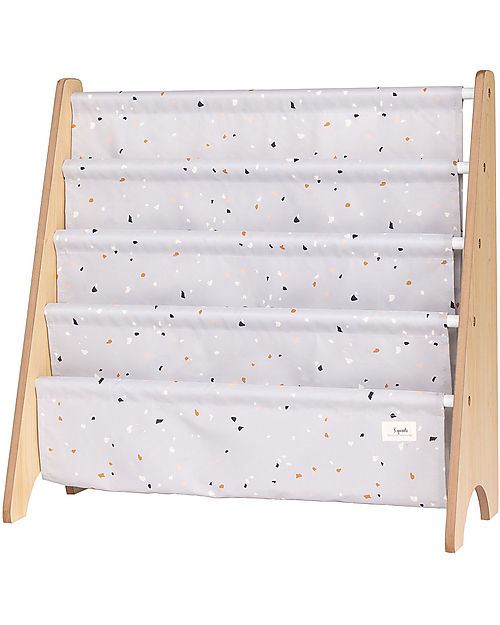 3 Sprouts Montessori Book Rack - Terrazzo Light Gray - Recycled Polyester - 61x63x25,4 cm Montessori Bookcases