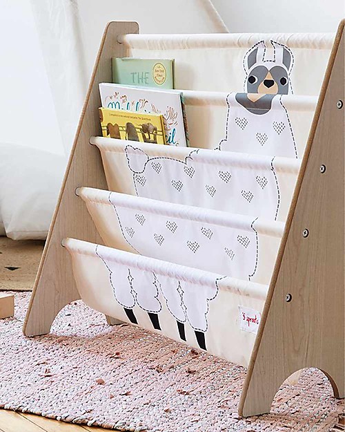 3 Sprouts Montessori Front Facing Book Rack Llama unisex (bambini)