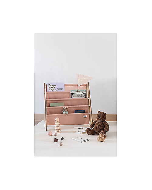 3 Sprouts OUTLET - Montessori Book Rack - Clay - Recycled Polyester - 61x63x25,4 cm Storage organisers
