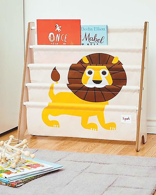 3 Sprouts OUTLET - Montessori Book Rack - Lion - Recycled Polyester - 61x63x25,4 cm Montessori Bookcases