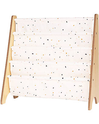 3 Sprouts OUTLET - Montessori Book Rack - Terrazzo Cream - Recycled Polyester - 61x63x25,4 cm Montessori Bookcases