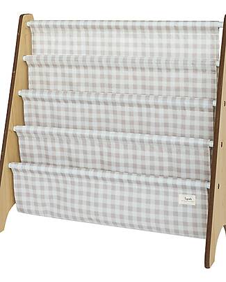 3 Sprouts OUTLET - Montessori Book Rack - Vichy Beige - Recycled Polyester - 61 x 63 x 25,4 cm Montessori Bookcases