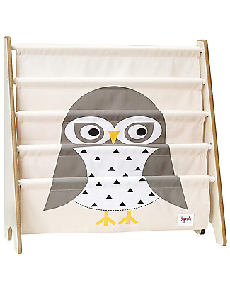 3 Sprouts OUTLET - Montessori Front Facing Book Rack - Grey Owl - Recycled Polyester - 61x63x25,4 cm Montessori Bookcases