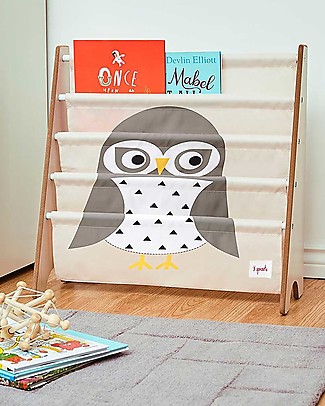 3 Sprouts OUTLET - Montessori Front Facing Book Rack - Grey Owl - Recycled Polyester - 61x63x25,4 cm Montessori Bookcases