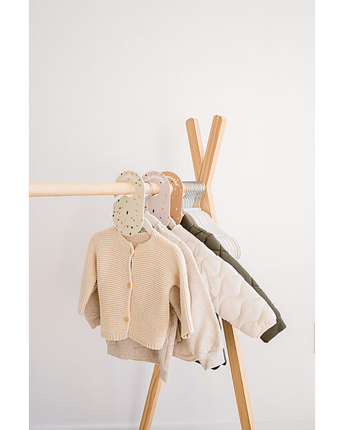 3 Sprouts Pack of 15 Velvet Clothes Hangers for Children - Cream with Set of 8 Wardrobe Dividers - Terrazzo Hangers