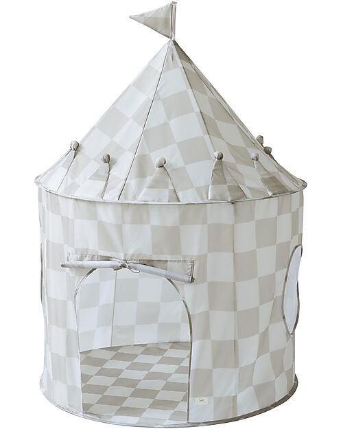 3 Sprouts Play Tent - Checkerboard - Beige - 100% Recycled Polyester Tepees & Tents