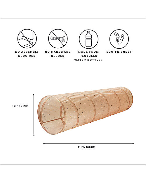 3 Sprouts Play Tunnel - Terrazzo Clay - Recycled Polyester - 180 x Diameter 46 cm Tepees & Tents