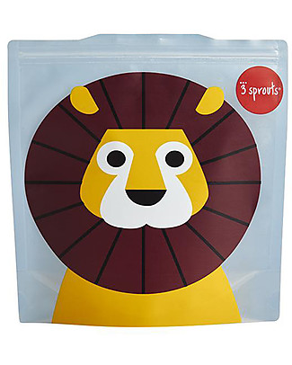 3 Sprouts Reusable Sandwich Bag, Blue Lion - 2 Pieces Reusable Pouch