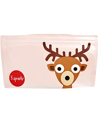 3 Sprouts Reusable Snack Bag, Pink Deer - 2 Pieces Reusable Pouch