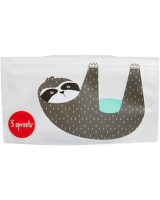 3 Sprouts Reusable Snack Bag Sloth Grey - 2 Pieces Food Containers