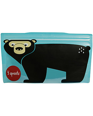 3 Sprouts Reusable Snack Bag, Teal Bear - 2 Pieces Food Containers