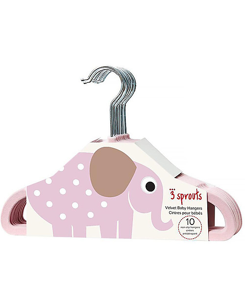 3 Sprouts Set 10 Hangers, Velvet - Elephant Pink Hangers
