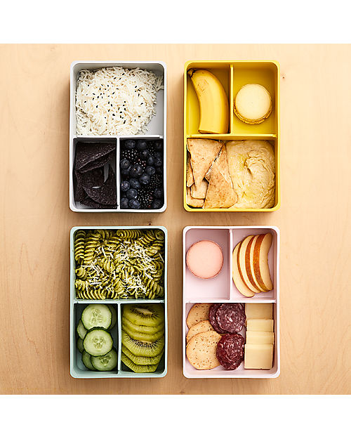 3 Sprouts Silicone Lunch Bento Box - Grey Sloth - 3 Compartments Snack Boxes