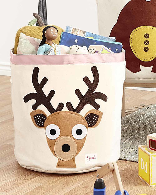 3 Sprouts Storage Bin - Brown Deer - 100% Cotton Toy Storage Boxes