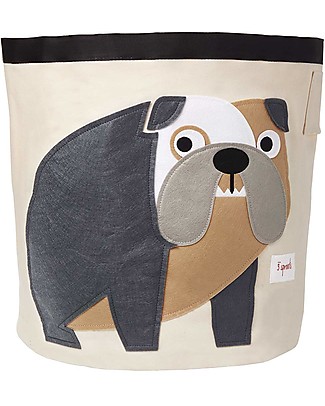 3 Sprouts Storage Bin - Grey Bulldog - 100% Cotton Toy Storage Boxes