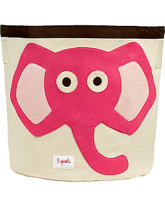 3 Sprouts Storage Bin - Pink Elephant - 100% Cotton Toy Storage Boxes