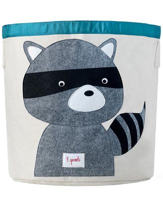 3 Sprouts Storage Bin - Raccoon - 100% Cotton Toy Storage Boxes